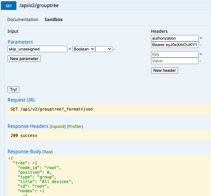 REST API - get device tree