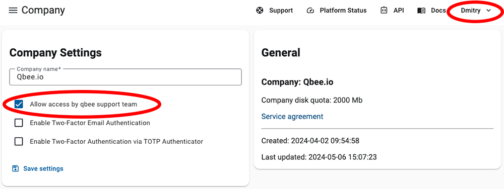 Enable support access