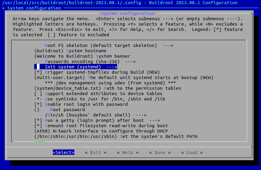 Select systemd as init system