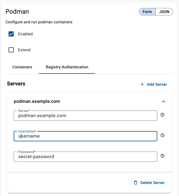 Configuration Podman Registry