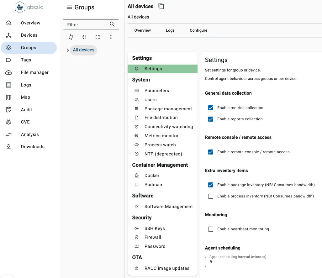 Configuration setting