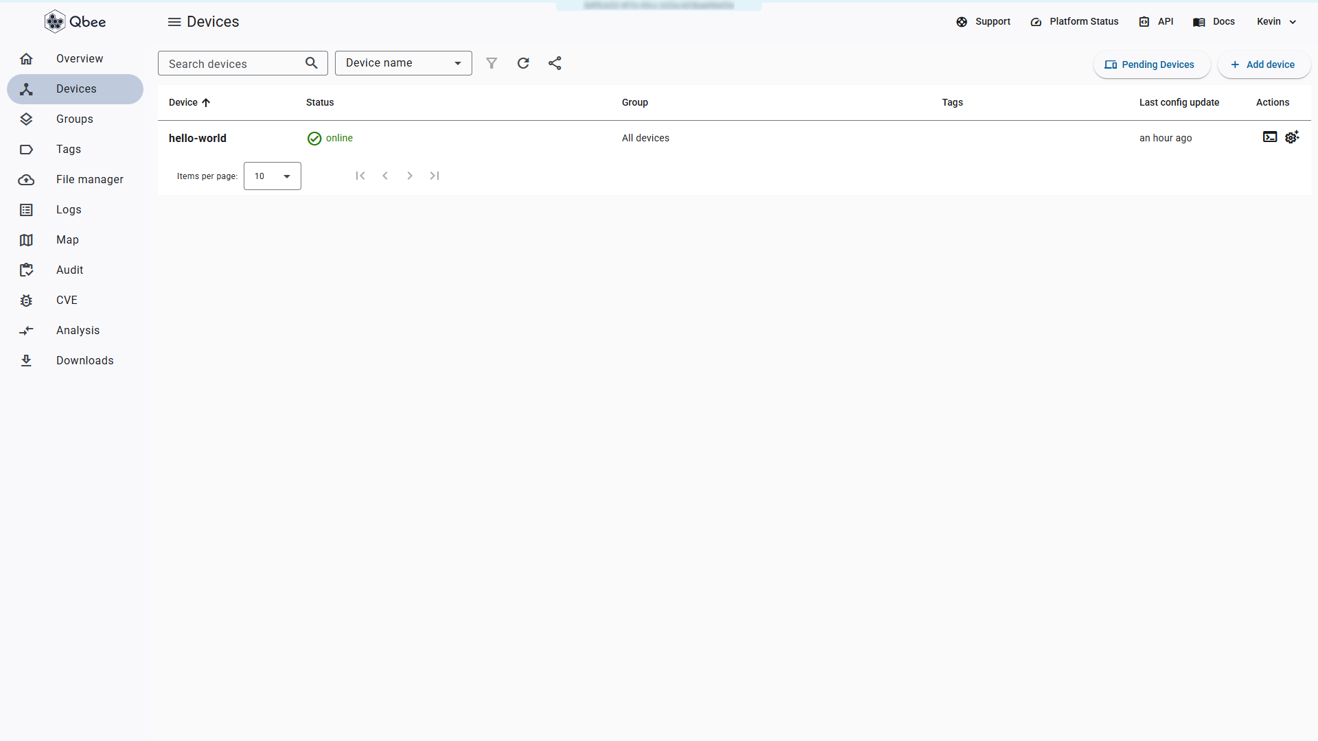 Device online in device list