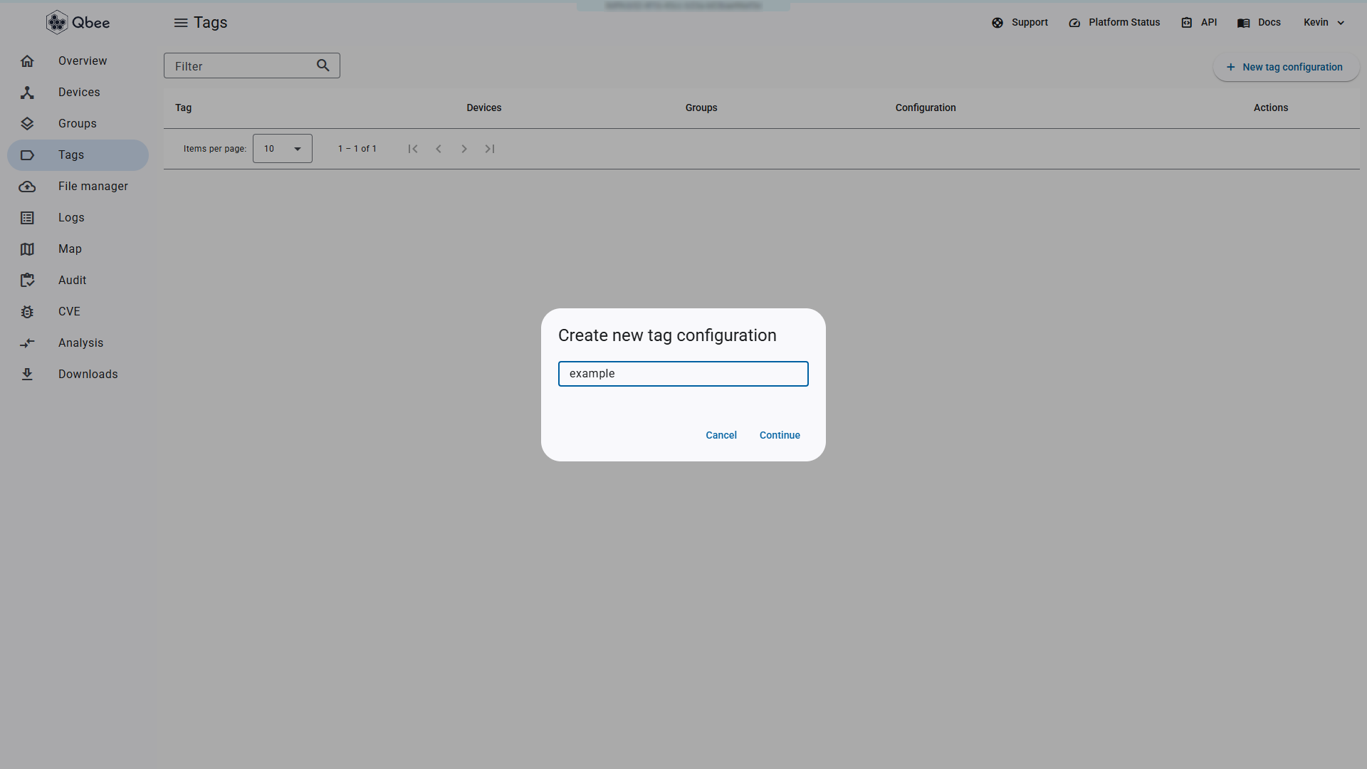 Creating the example tag
