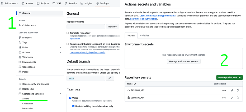 GitHub secrets