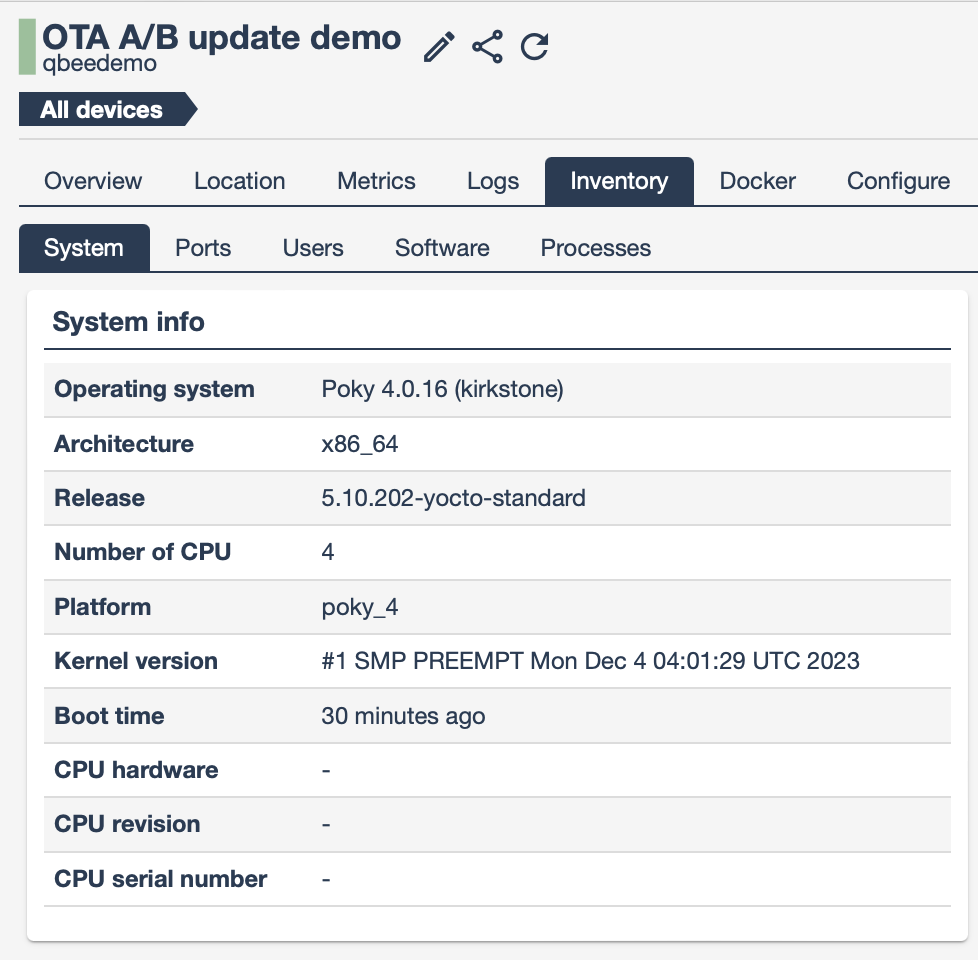 Inventory - kernel info