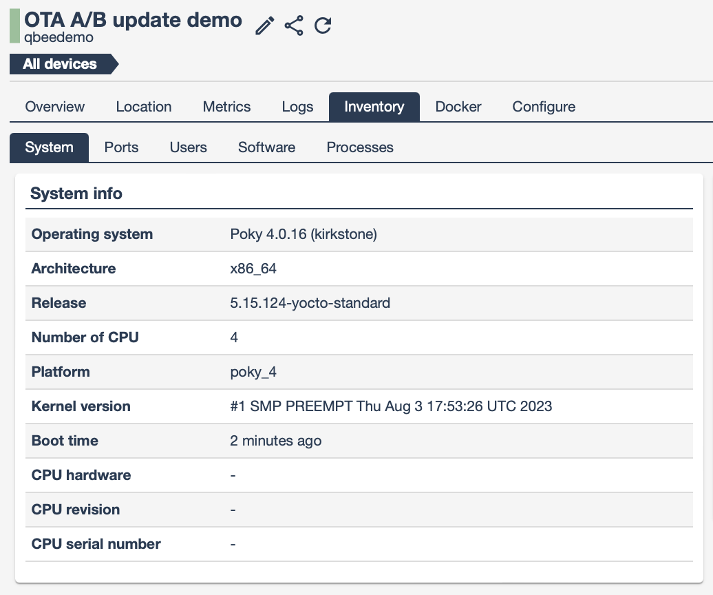 Inventory - updated kernel info