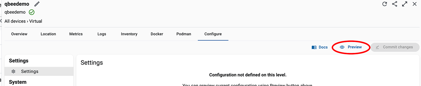 Configuration preview