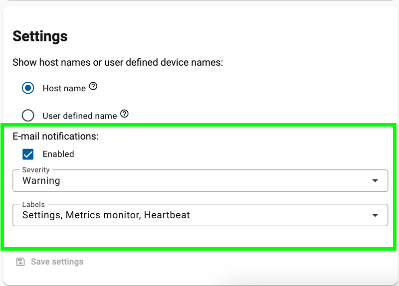 Profile notification settings