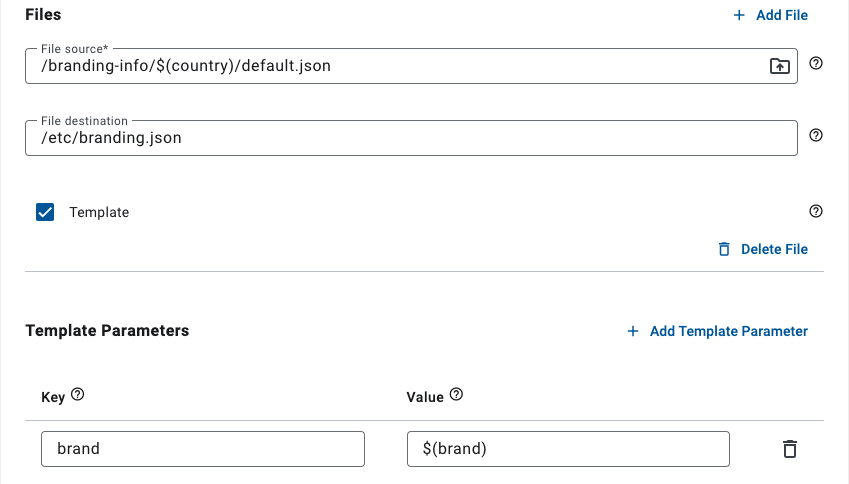 Using parameters in the file distribution template